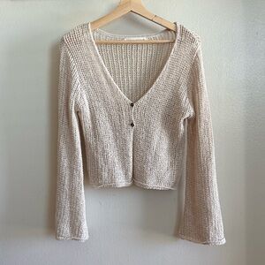 Women’s Cream Knit Button-Front Cardigan Top 🌾